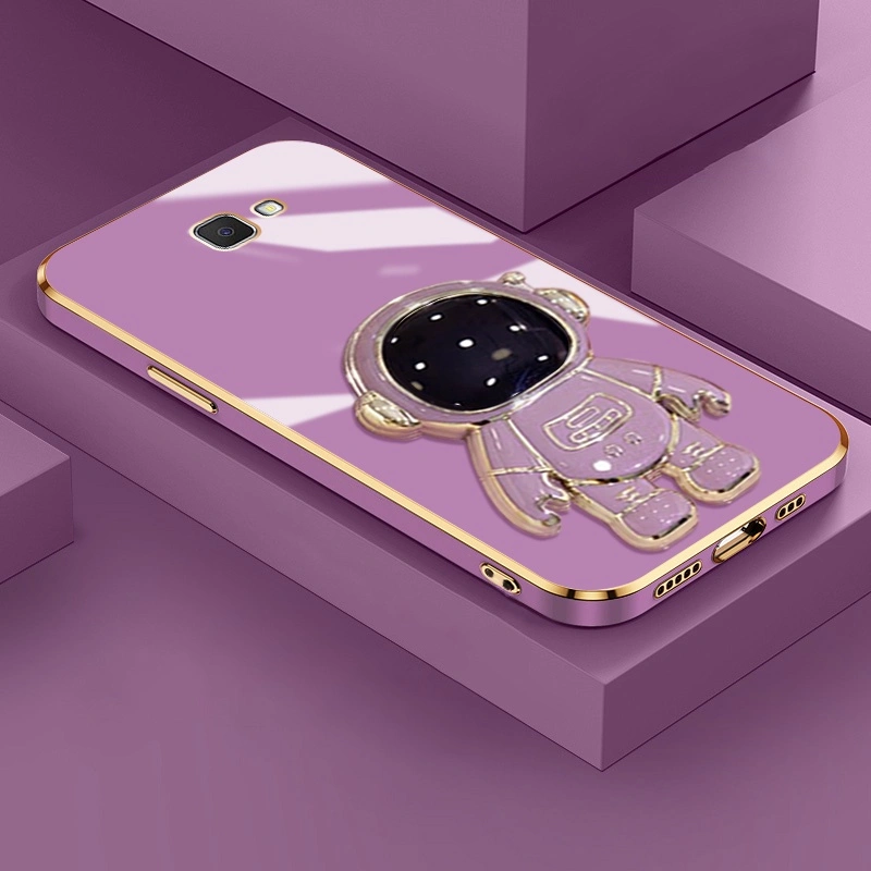 Casing Ponsel untuk Samsung J7 Prime 2 j6 Prime J6 Plus 2018 J7 Pro J7 2017 J7 2018 J2 Prime Case astronot dudukan ponsel Casing desain baru Kesing ponsel lipat Plating penutup lensa penuh kamera Softcase