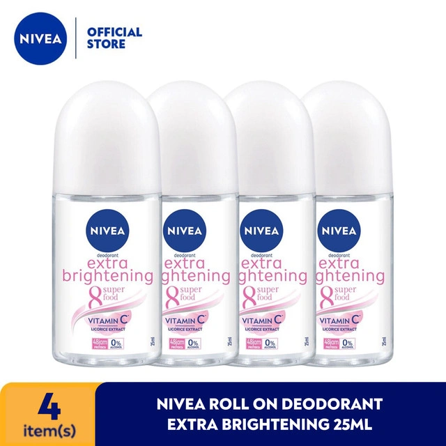 NIVEA Roll On Deodorant Extra Brightening 25ml x 4 pcs