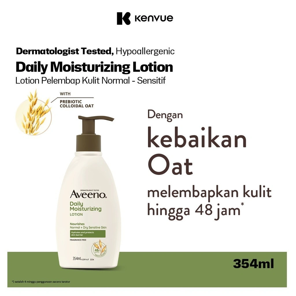 AVEENO Daily Moisturizing Lotion 354ml - Losion Melembapkan Kulit Kering & Sensitif Hingga 48 Jam dengan Prebiotic Colloidal Oat