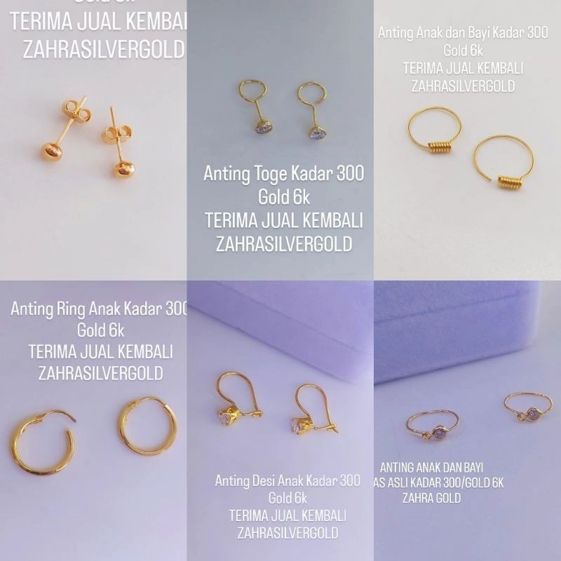 Anting Bayi dan Anak EMAS Asli kadar 300 (Terima Jual Kembali)