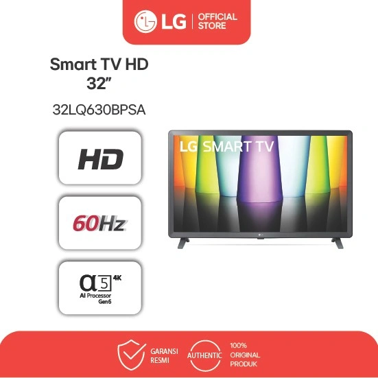 LG Smart TV / Televisi 32 Inch - with Gen 5 AI Processor - HD Ready -AI ThinQ - Model 32LQ630BPSA