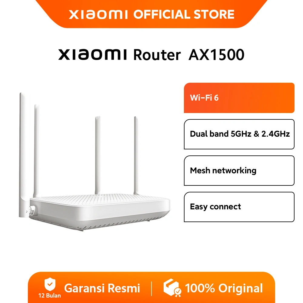 Xiaomi Router AX1500 | Wi-Fi 6 Konektivitas Era Baru | Jaringan hingga 1500 Mbps | Jaringan Mesh System | 5 GHz [Official Store]