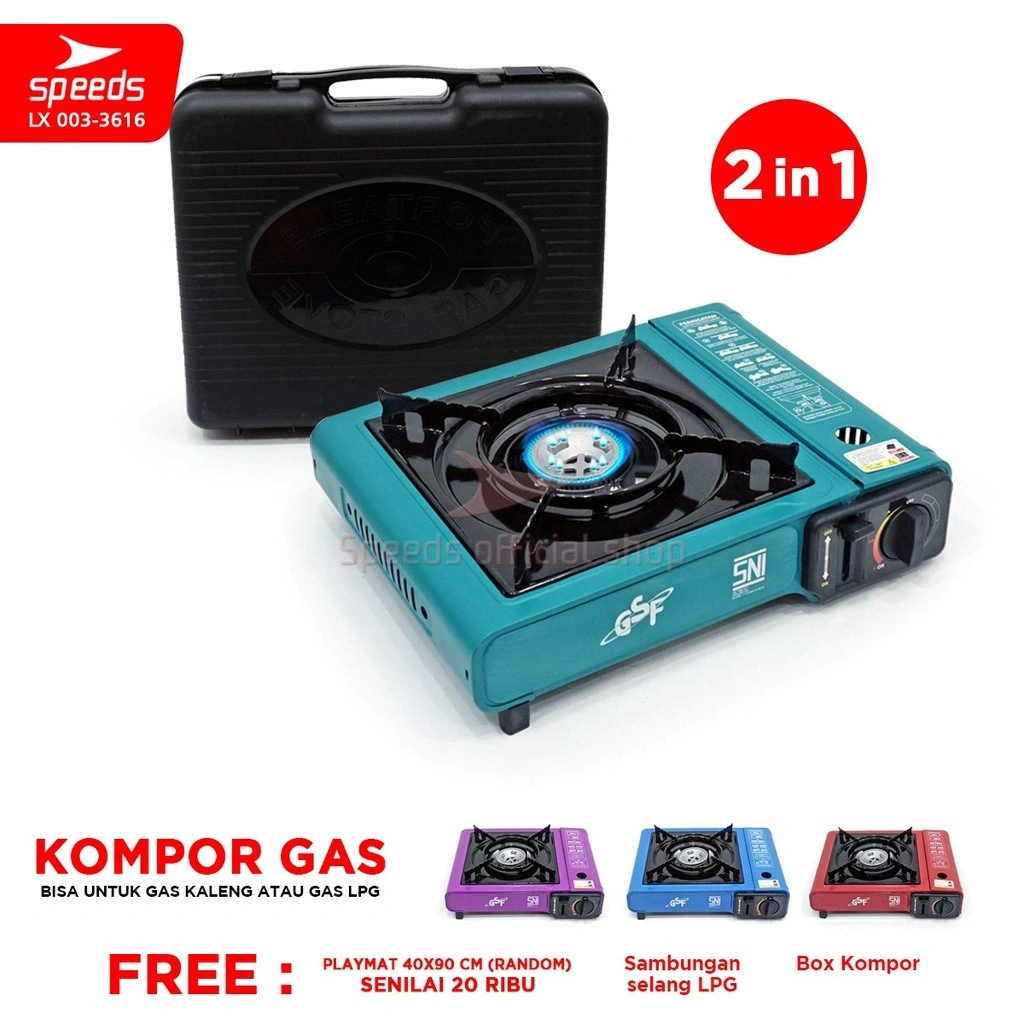 SPEEDS Kompor Gas Portabel 2in1 Portable Stove Outdoor Indoor  Kompor Masak Camping LX 003-3616