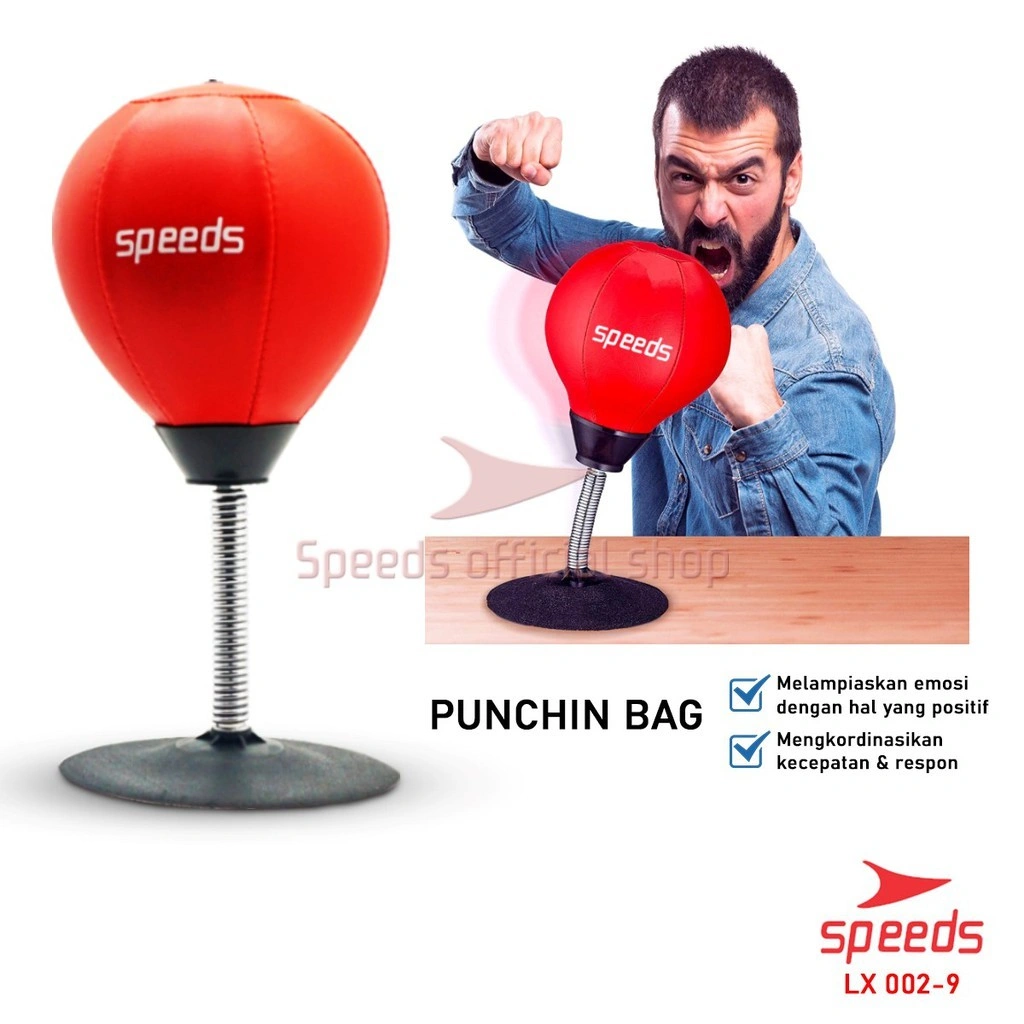 SPEEDS Bola Tinju Meja Bahan Kulit Untuk Pereda Stress Punching Boxing Ball Speed Ball Mini 002-9