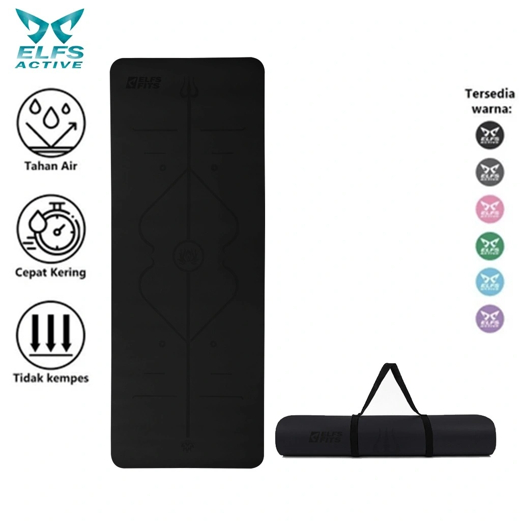 ELFS ACTIVE Matras Yoga Karet 5 MM Premium PU Natural Rubber Mat Olahraga Senam Lantai  YOGA