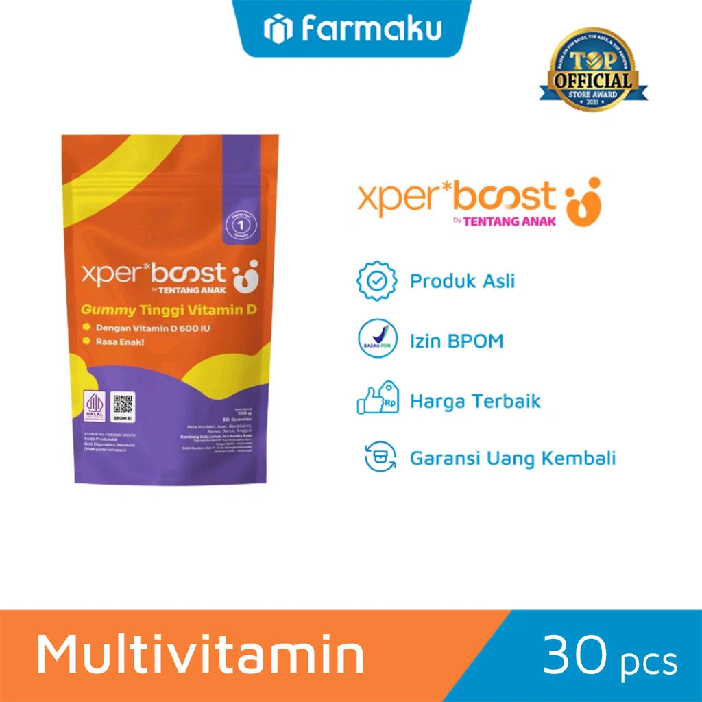 Xpert Boost Gummy Vitamin D 600 IU Isi 30 Gummies - Suplemen Vitamin D