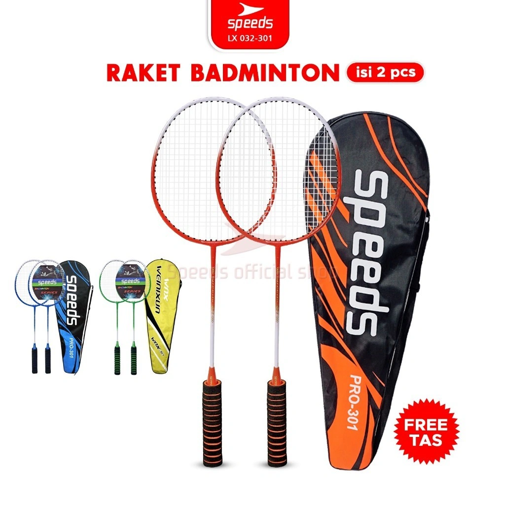 SPEEDS Raket Badminton Bulu Tangkis 1 Set isi 2pcs Racket Olahraga Pertandingan 032-301