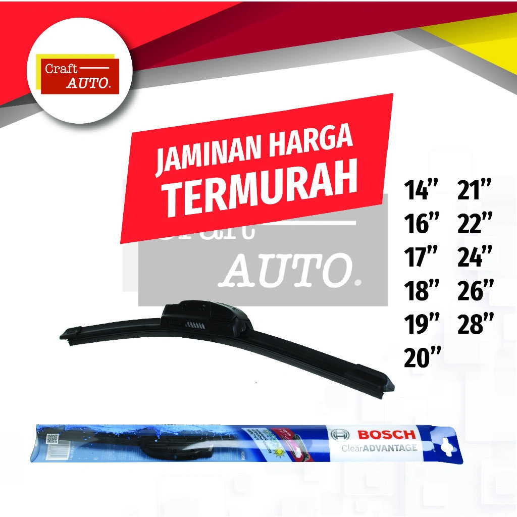 Wiper Mobil Frameless Bosch Satuan 12 14 16 17 18 19 20 21 22 24 26 28
