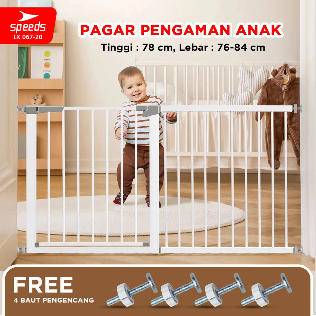 SPEEDS Baby Safety Gate Pagar Pintu Bayi Pagar Pengaman Bayi Pembatas Bayi Anak Tangga Dapur Kamar Mandi Safe Gate Keluarga 067-20