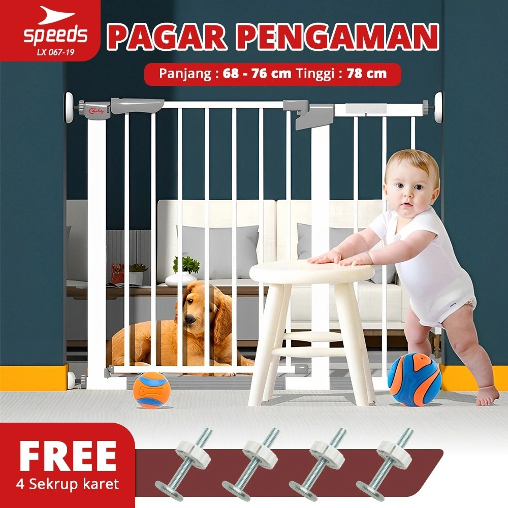 SPEEDS Baby Safety Gate Pagar Pintu Bayi Pagar Pengaman Bayi Pembatas Bayi Anak Tangga Dapur Kamar Mandi Safe Gate Anti-Slip 067-19