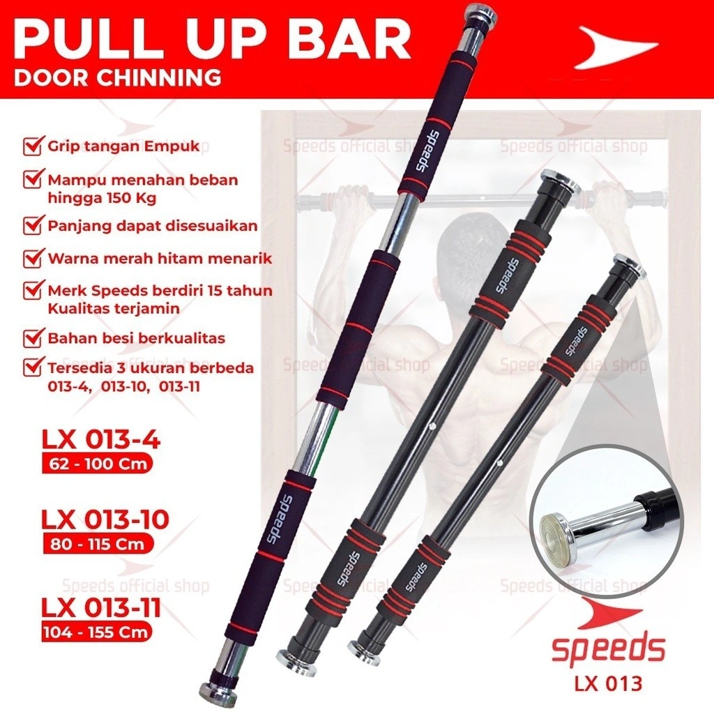 SPEEDS Pull Up Bar atau Door Chinning Bar Untuk pembentukan otot anda 013-4