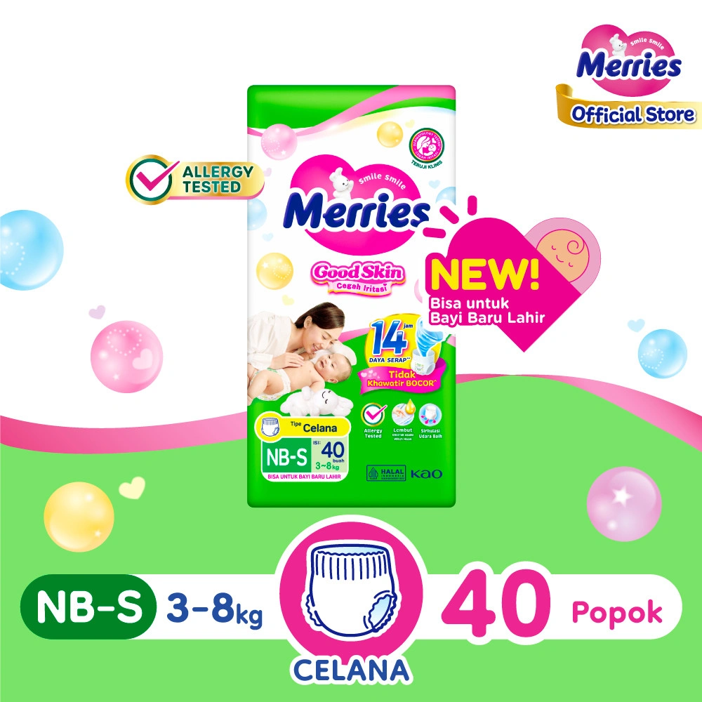 Merries Good Skin Pants Popok Bayi NB-S (3- 8kg) Isi 40 Buah
