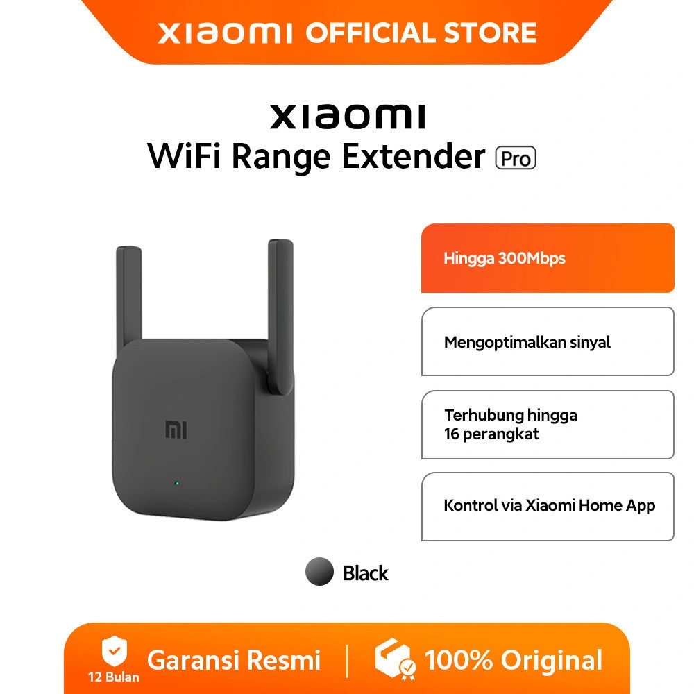 Xiaomi Wi-Fi Range Extender Pro | 2 x 2 Antena Eksternal | 300 Mbps | Mendukung Aplikasi Mi Home | Terhubung hingga 16 perangkat [Official Store]
