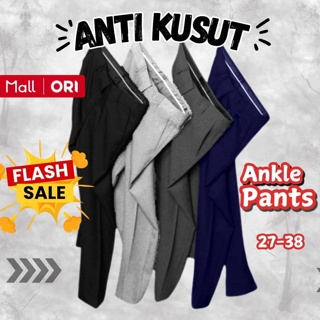 Evermen I Celana Ankle Pants Pria (formal, bahan, kantor, kain, kerja) panjang slimfit