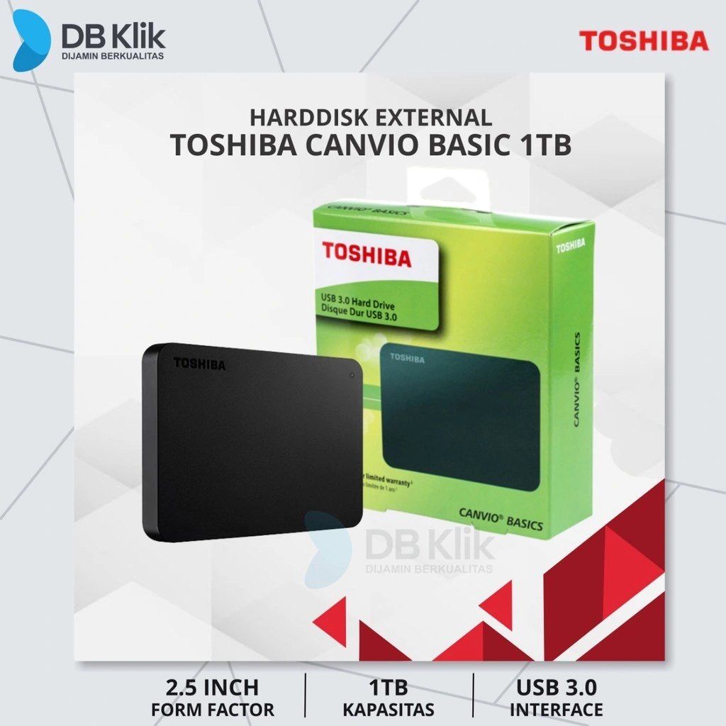 Toshiba Hard Disk Hdd External Canvio Basic 1Tb Portable 2.5" Usb 3.0
