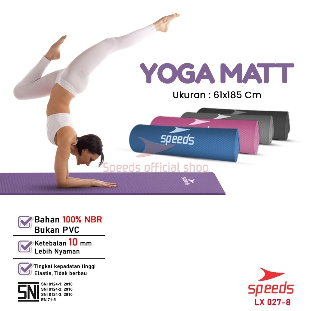 SPEEDS Matras Yoga Mat Untuk Meditasi Yoga Gym Matrass Fitness Karpet Matras Berstandar SNI 027-8