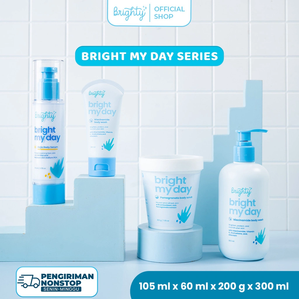 BRIGHTY BRIGHT MY DAY (BMD) SERIES Paket Mencerahkan Sabun Mandi Body wash Body Serum Body Scrub Brightening Kit