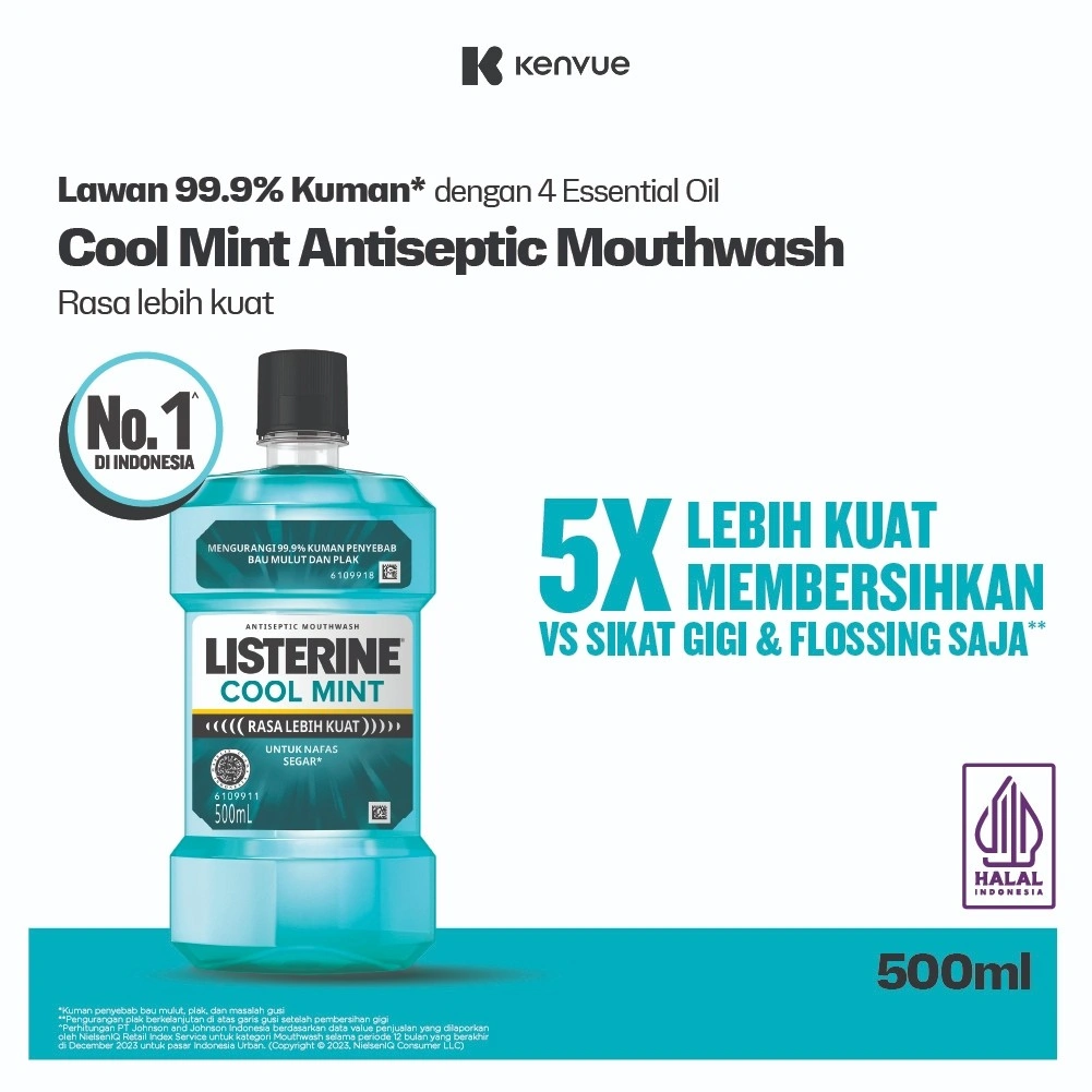 LISTERINE Cool Mint Antiseptic Mouthwash / Obat Kumur Antiseptik - 500ml