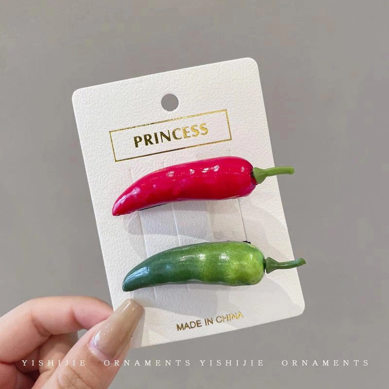 COD Jepit Rambut Lucu Cabai Wanita Jepitan Samping Kreatif Klip Poni Gadis Jepitan Paruh Bebek Cabai Lucu Wanita G