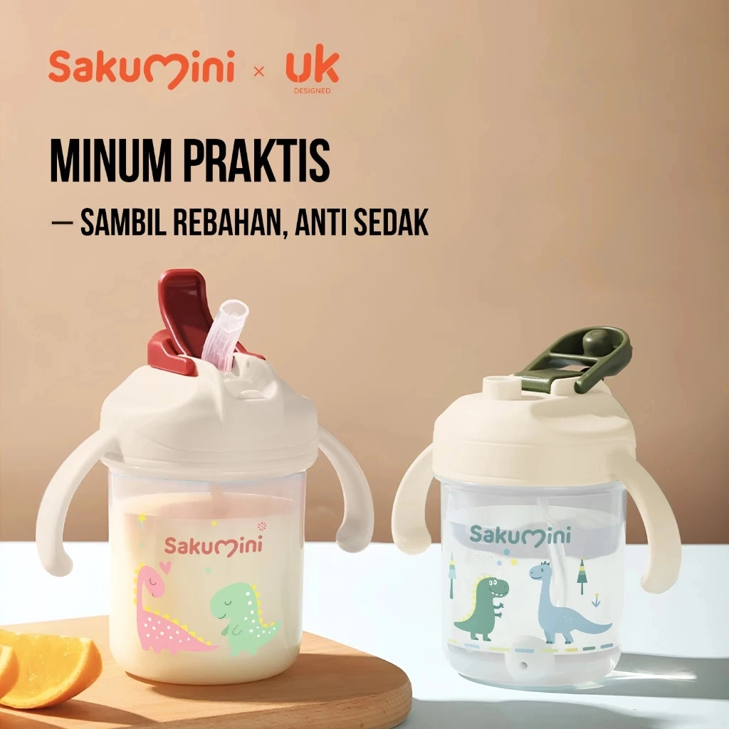Sakumini 3in1 Gelas Minum Sedotan Anak Training Straw Sippy Cup Anak Bayi