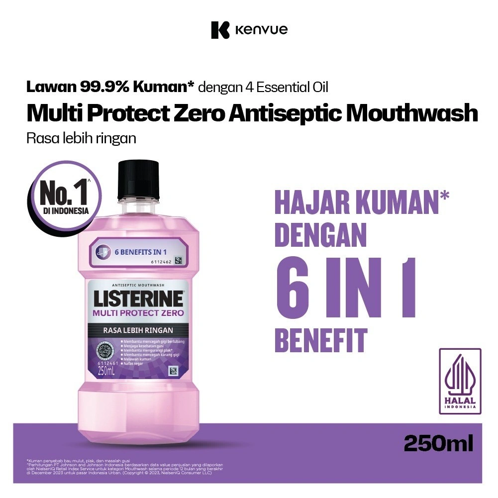 LISTERINE Multi Protect Zero Antiseptic Mouthwash / Obat Kumur Antiseptik 250 ml - No Alcohol