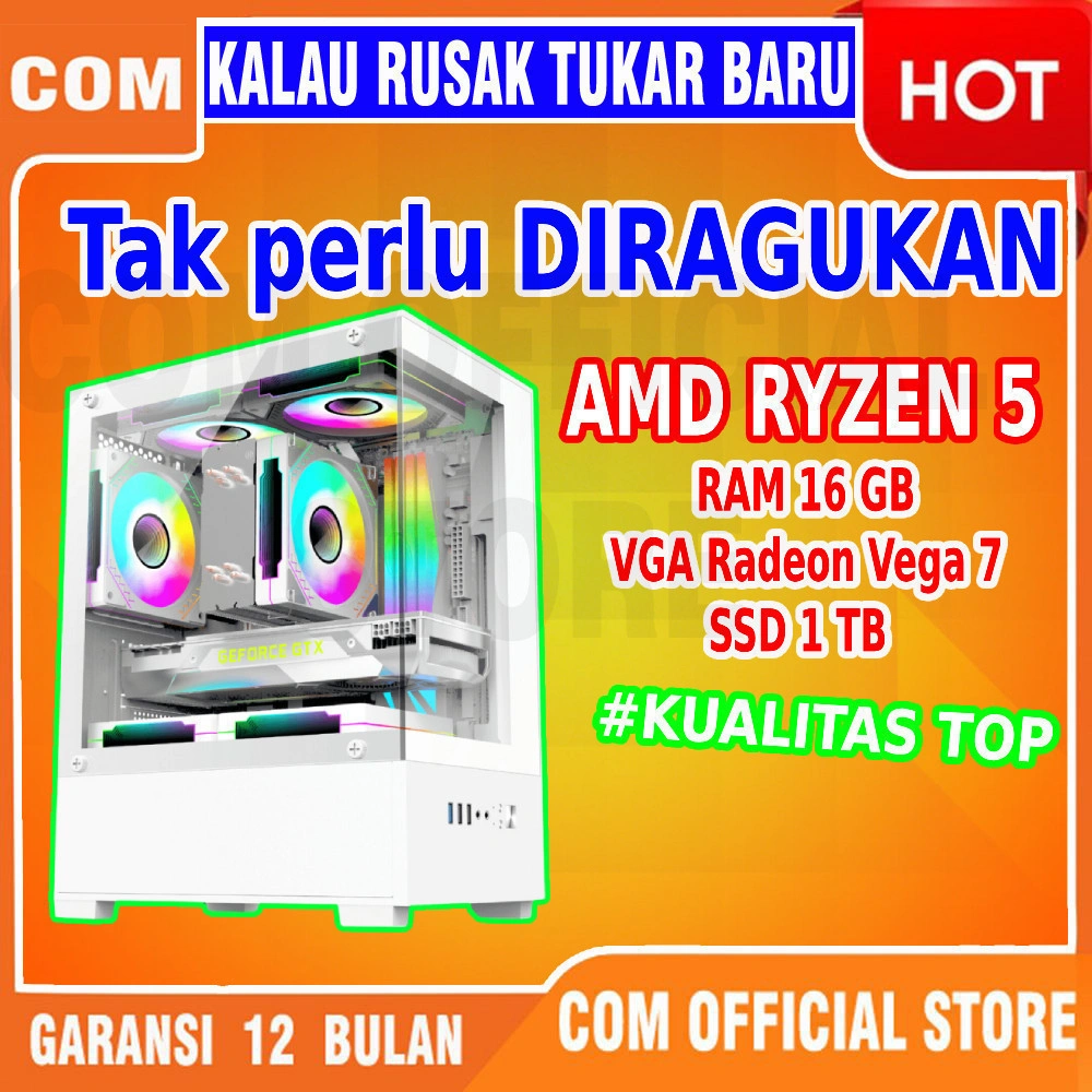 PC Gaming Fullset Amd Ryzen 5 5600G 4600G lengkap Computer Komputer Full set Garansi Uang Kembali