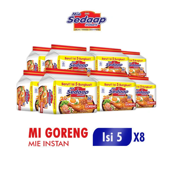 Sedaap Mie Instan Goreng Isi 5 Bag 90 gr x8