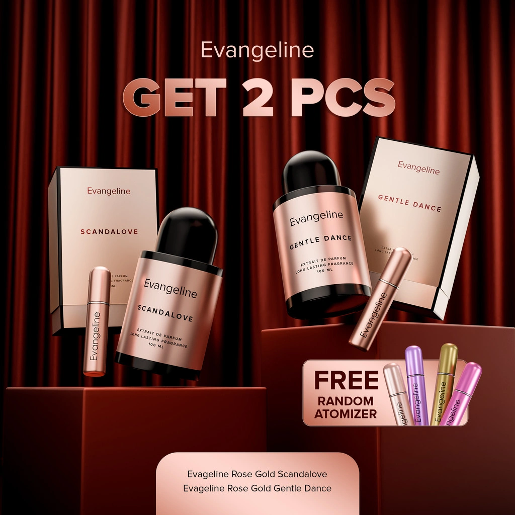 [GET 2 PCS] Evangeline Rose Gold Series - Extrait De Parfum 100 ML Bundle | Parfum Perfume Minyak Wangi Wanita Pria Tahan Lama - Scandalove / Gentle Dance / First Kiss / Anomali