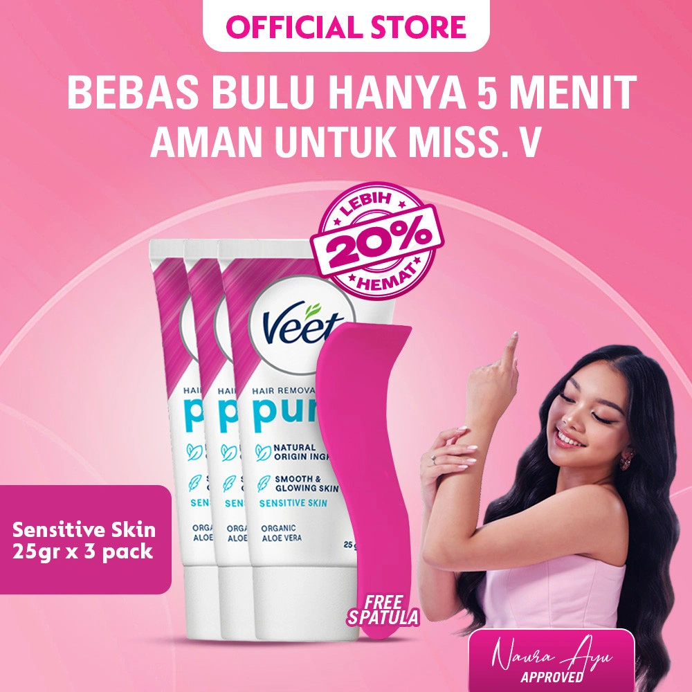 Veet Sensitive Skin Hair Removal Cream 25g (3 Pcs) – Krim Perontok Bulu Waxing Pencukur Penghilang Bulu