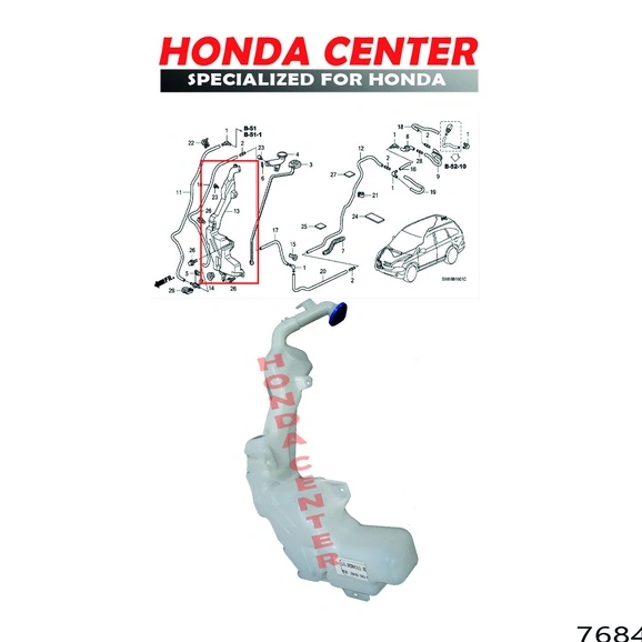 Tabung Tangki Botol Air Wiper Tank Washer Honda Crv Re Gen3 2007 2008 2009 2010 2011 2012