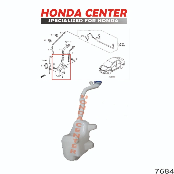 Tabung Tangki Botol Air Wiper Tank Washer Honda Civic Fd 2006 2007 2008 2009 2010 2011