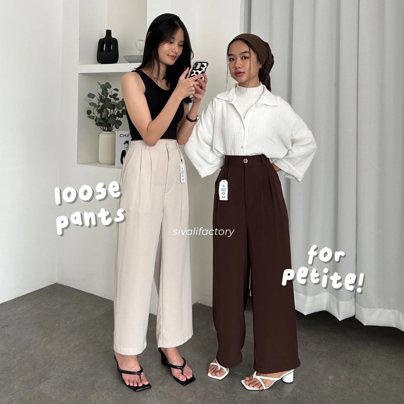 SIVALI Loose Pants 332 PETITE SIZE - Celana Kulot Polyester Anti Kusut - Trousers Kantor Formal / Casual | 33293