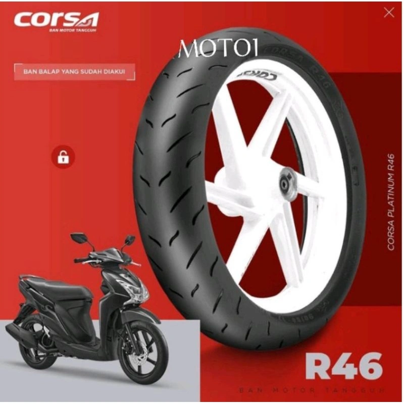 (Produksi 2025) Ban Corsa Platinum R46 - Ban Tubeless Balap / Soft Compound - (80/80,90/80,100/80) Ring 14 Pilih Varian