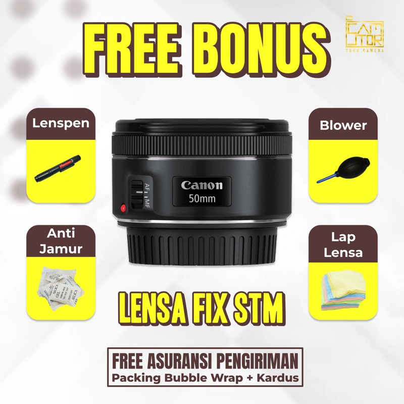 LENSA FIX CANON  STM 50MM F1.8 MULUS LENSA FIX BOKEH KAYAK BARU
