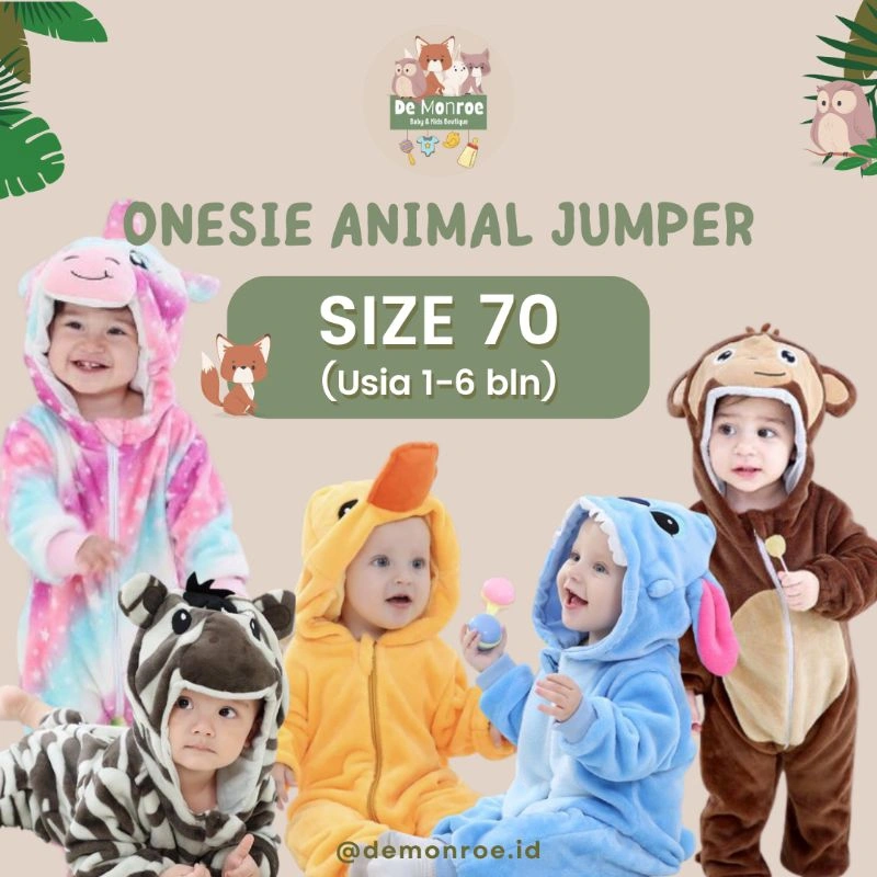 [ HOT PRODUK ] Size 70 ( 0-6 Bulan ) GROSIR MURAH De Monroe Baju Bayi dan Anak Baju Tidur Kostum Bayi Binatang Jumper Animal Romper Onesie Cewek Cowok Singa dll