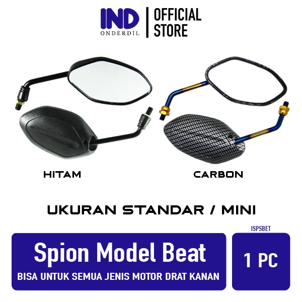 Spion Model Beat Untuk Motor Honda Drat Kanan Baut 14 Vario Scoopy Spacy Revo Grand Supra Standar Mini Kecil Karbon Carbon Cembung Gagang Twotone Chrome Blue XX  Sepion Kaca Cermin Mirror Set Setandar Standart Standard Variasi