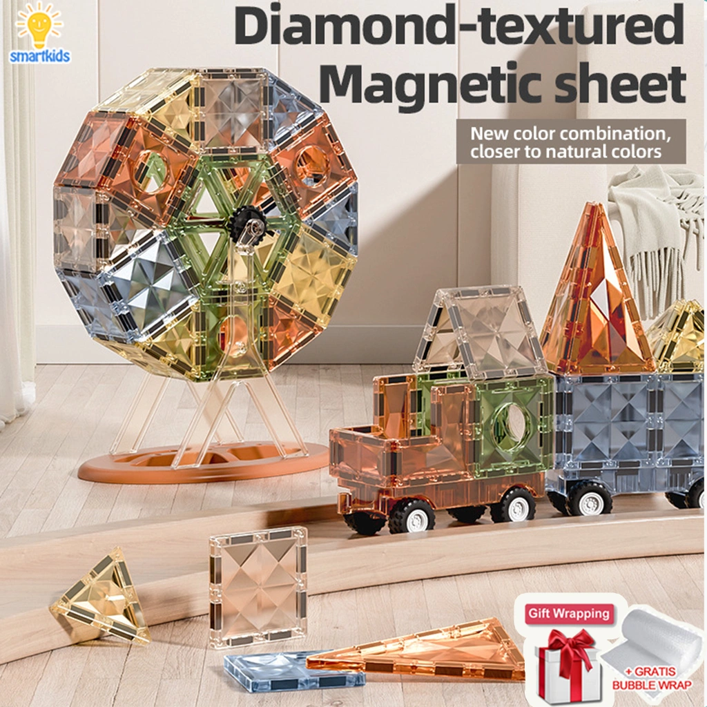 Mainan Magnetic Tiles Blocks 4D Diamond Puzzle Board Sheet / STEM Building Brick / Kreativitas Imajinasi / Mainan Edukasi Anak / Magnetik Tile Blok kepingan Susun 3D