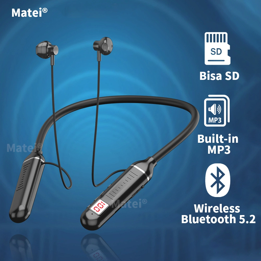 Matei Headset Gantung Sport Bluetooth Headphone Gerakan Mode Ringan Musik Earphone Bluetooth  W3 Wireless Sports Music MP3