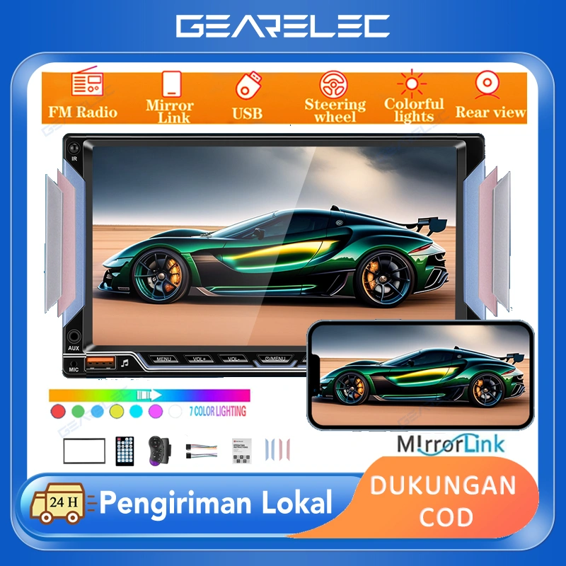 Head Unit Double Din 7 Inch Bluetooth Audio Car MP5 Player In Touch Screen Radio Dan Kamera Mundur Mobil LED