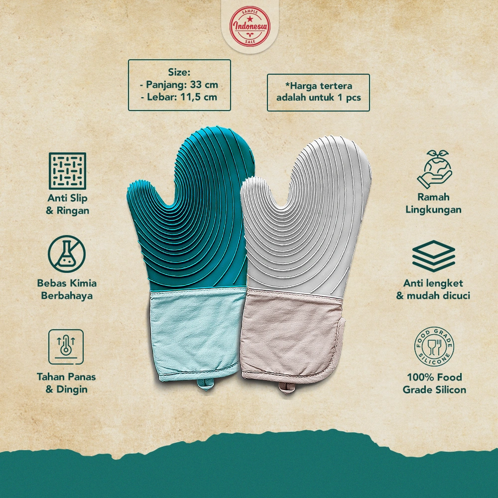Sarung Tangan Oven / Sarung Tangan Anti Panas Dapur / Sarung Tangan Silikon Anti Panas Safe Me