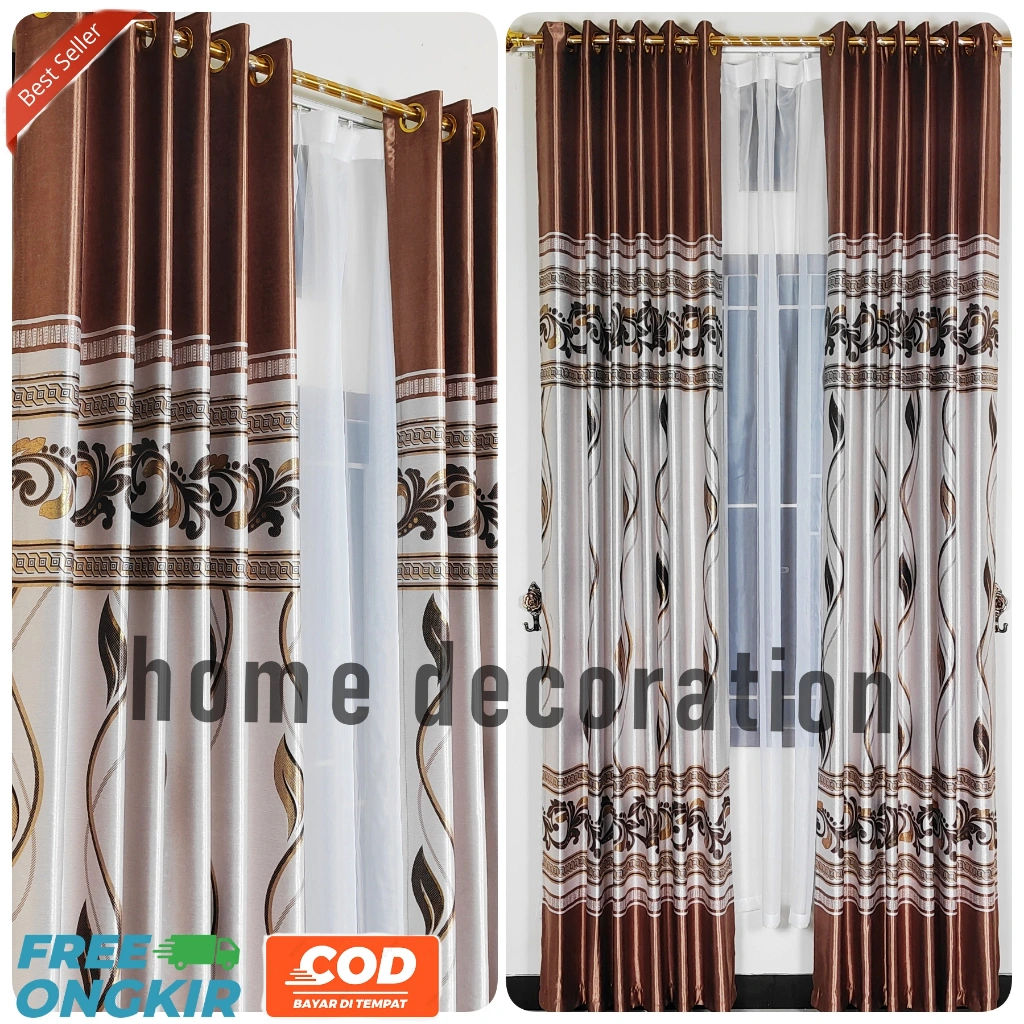 Gorden Pintu Kamar Tidur Minimalis Aestehtic Abu Coklat Model Ring Smokring T 230cm Blackout Import