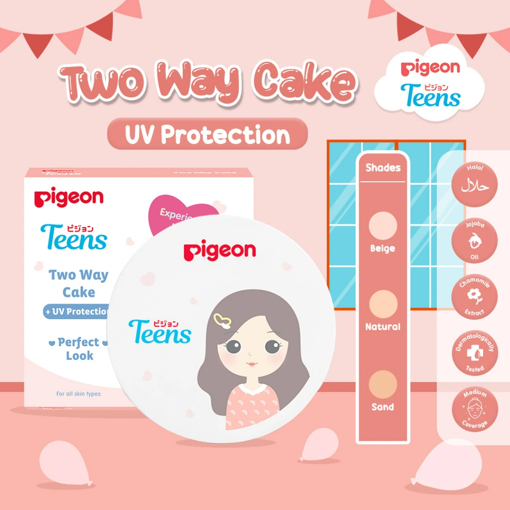 PIGEON TEENS TWO WAY CAKE | Bedak Foundation Padat Remaja | Natural Finish Look