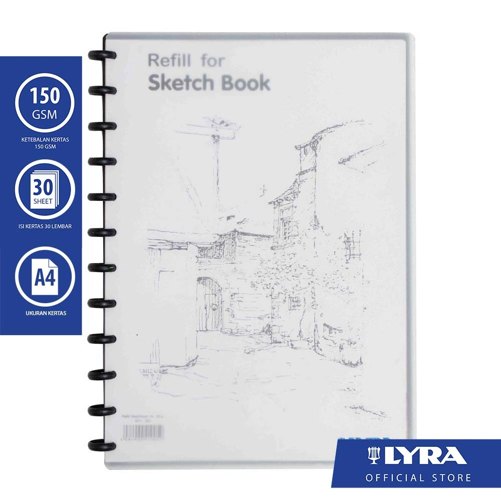 Lyra Buku Gambar / Sketchbook 150gsm A4 30 Lembar - Kertas Tebal & Halus Untuk Sketsa, Bisa Dilepas