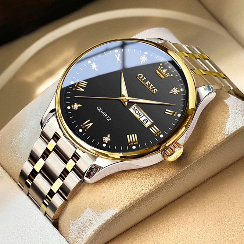 OLEVS Jam Tangan Pria Original Anti Air Luxury Analog Keren Tahan Bisnis Kuarsa Asli New Arrivel Stainless Steel Men Watch