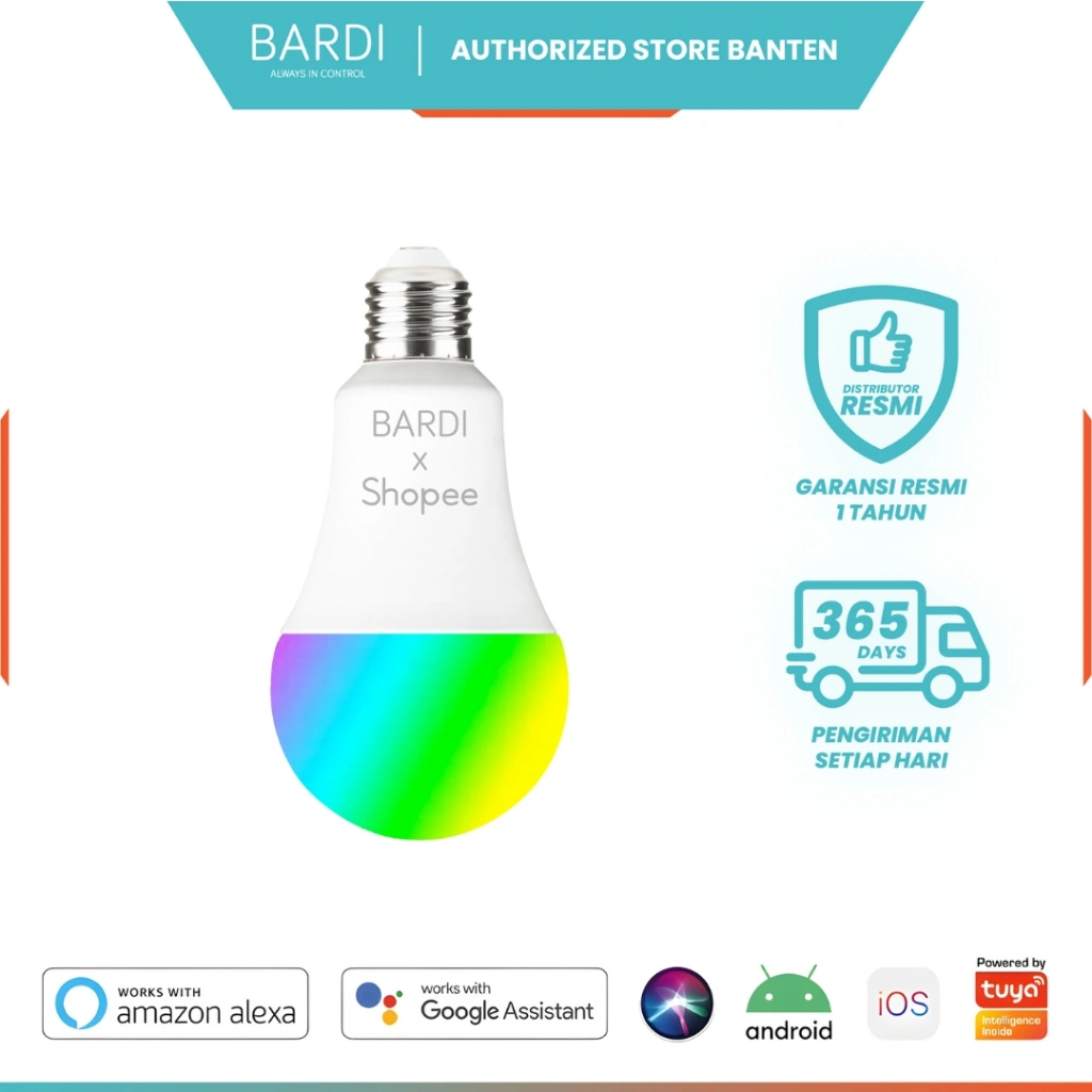 BARDI Smart Lamp LED Light Bulb RGB WW Bluetooth 9 Watt 9W Lampu Tidur Smart Beacon BT Bohlam Tuya