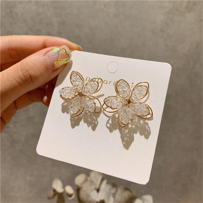Irene Earring Anting Crystal Flower Bunga Kristal Wanita Daisy Alloy