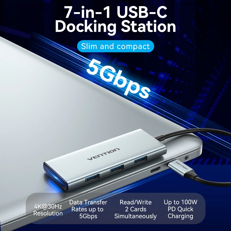 Vention Multiport Usb C Ultra Slim Docking Station HDMI Card Reader Power Delivery USB