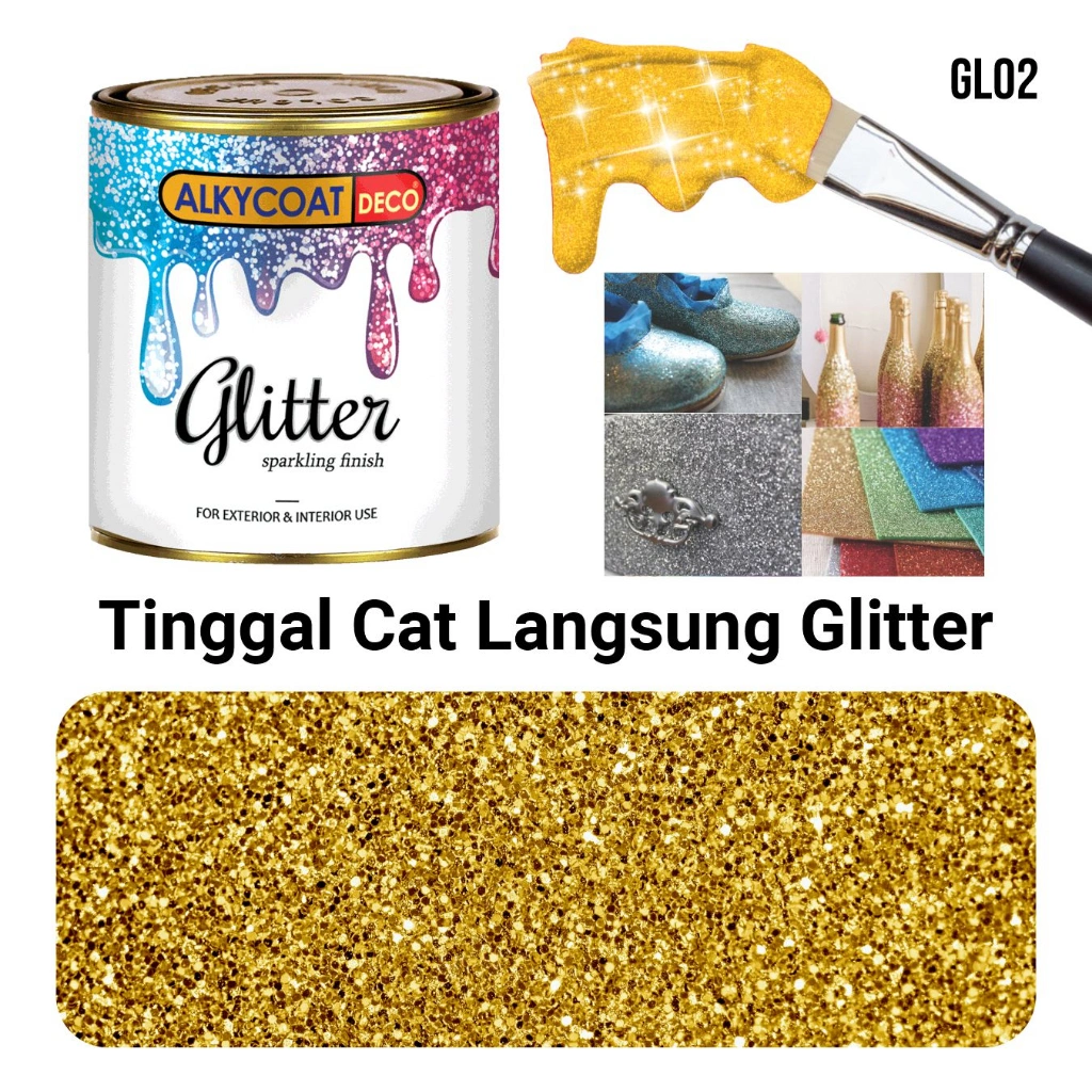CAT GLITTER DEKORASI PREMIUM / Glitter Paint / Cat Lukis/ Cat Kerajinan/ Cat Canvas/ Cat Spanduk/ Cat Dekorasi Rumah/ Cat Poster/ Cat Gabus/ Cat Karton Cat Glitter 100 Gr