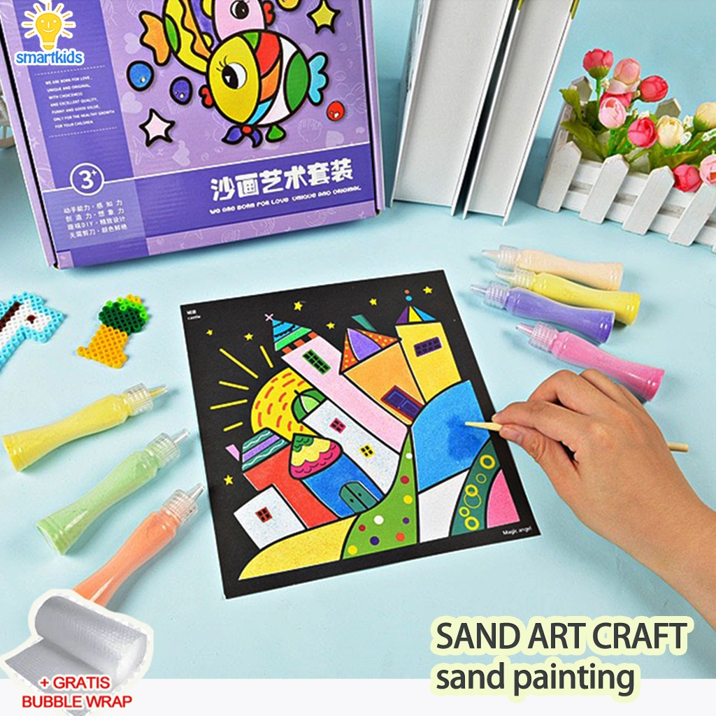 DIY Sand Painting Art / menggambar melukis dengan pasir beragam warna / imajinasi kreatifitas seni edukasi anak