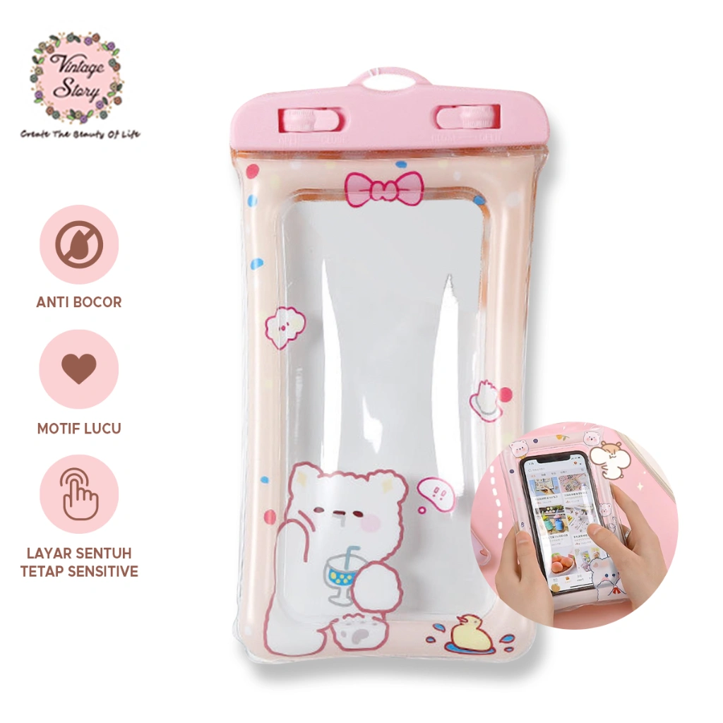 Sarung Pelindung Hp Anti Air Berenang Pantai Waterprooof Handphone Case Desain Korea